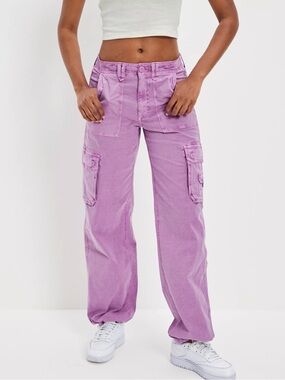 American Eagle Outfitters Lavender purple Cargo Pants wide leg ankle drawstring